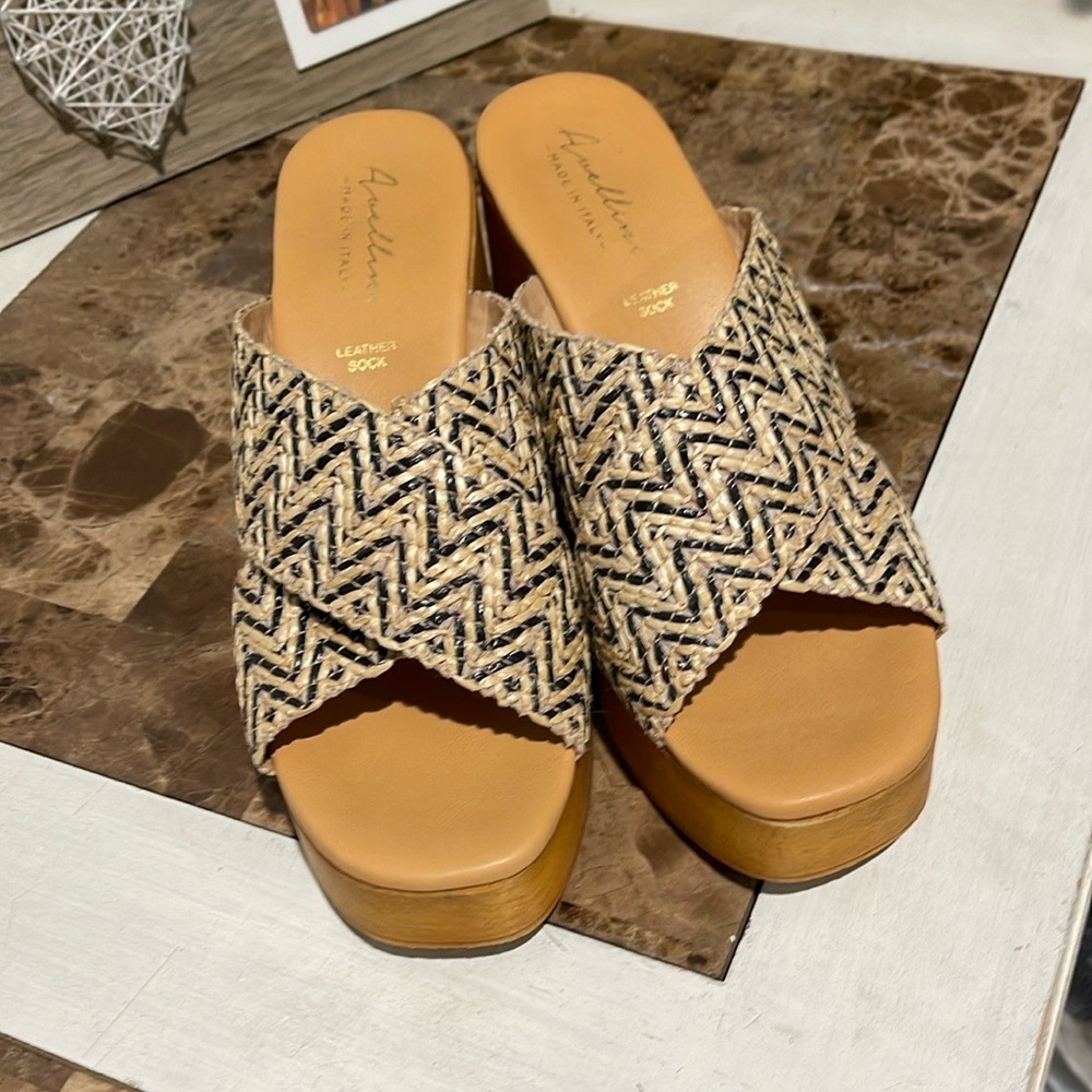 Women’s Stylish Woven/Raffia Natural &  Black Platform Sandals